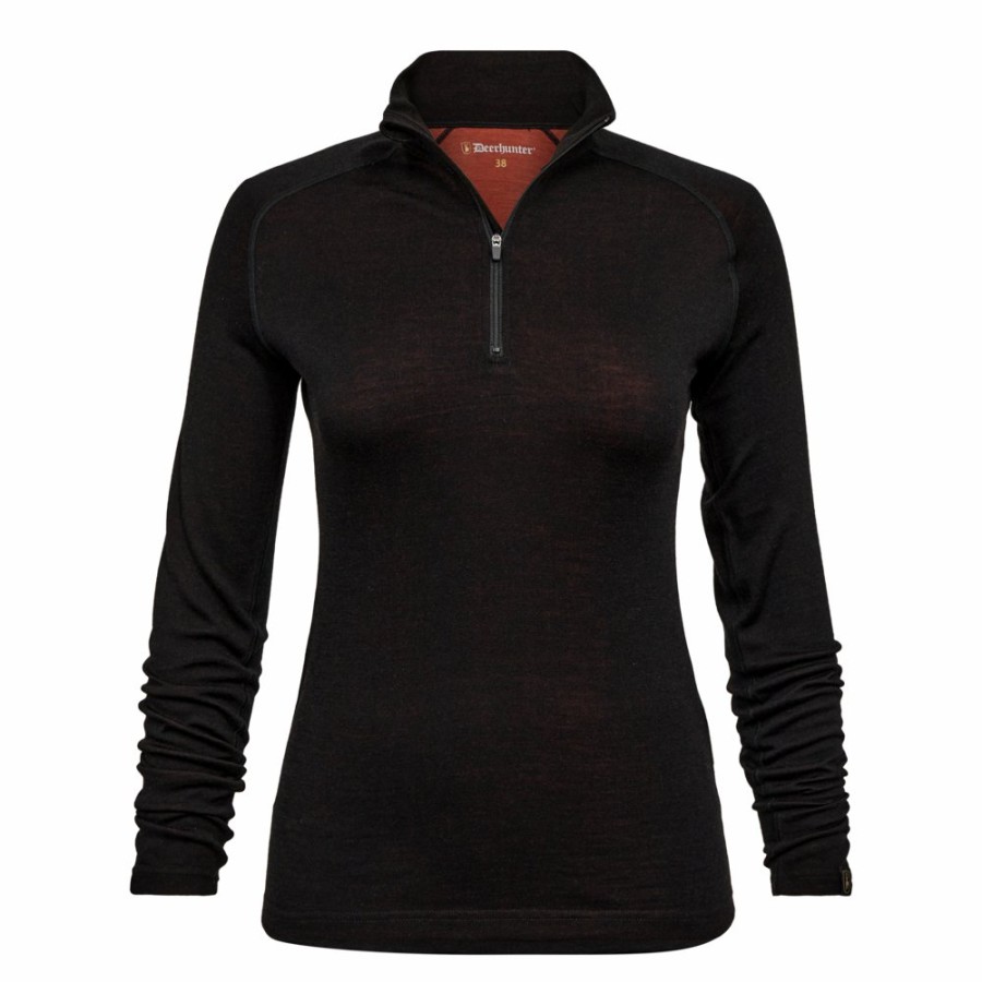 Women Deerhunter | Lady Quinn Merino -Zip Undershirt