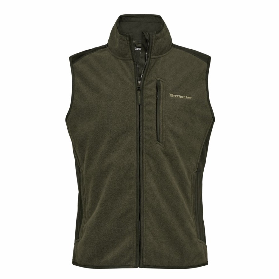 Men Deerhunter | Gamekeeper Bonded Fleece Waistcoat Graphite Green