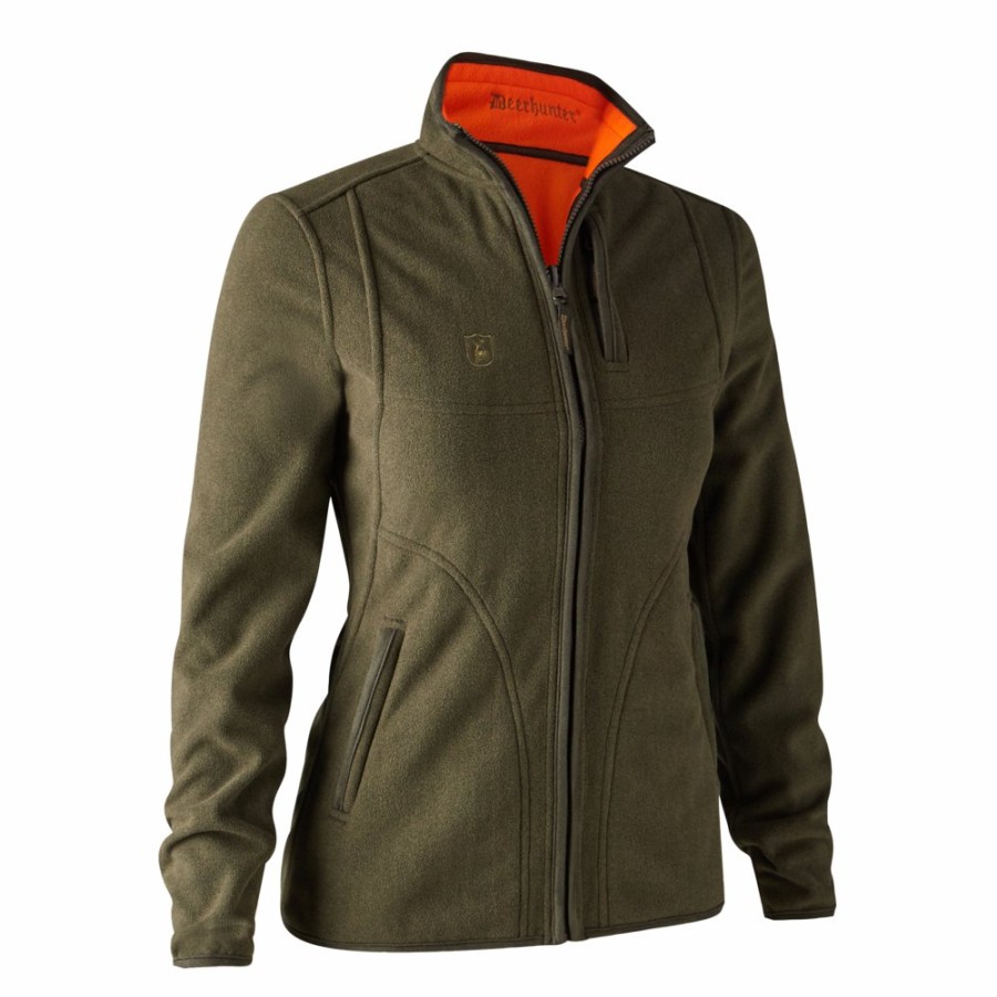 Women Deerhunter | Lady Pam Bonded Fleece Jacket - Reversible Orange