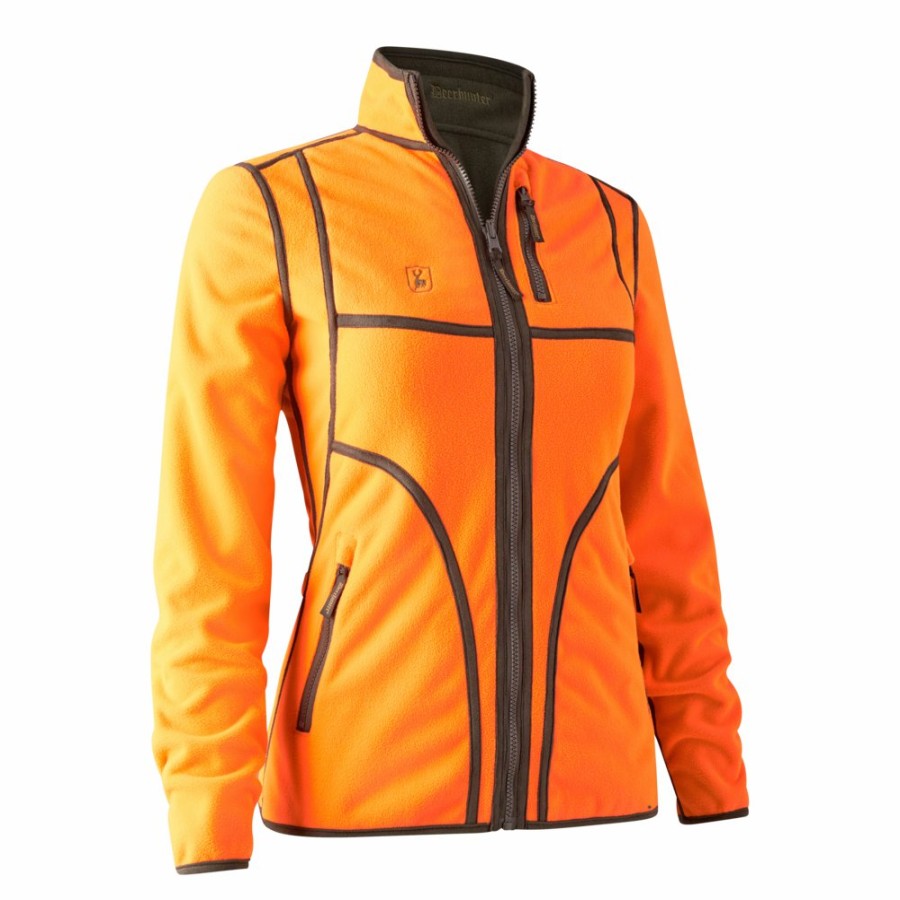 Women Deerhunter | Lady Pam Bonded Fleece Jacket - Reversible Orange