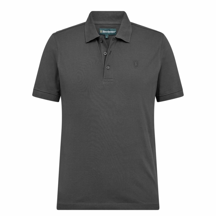 Men Deerhunter | Harris Polo Shirt Dark Grey Melange