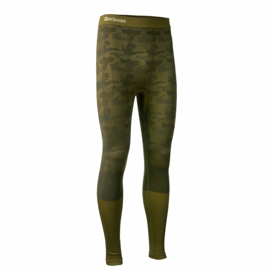 Men Deerhunter | Camou Wool Long Johns Beech Green