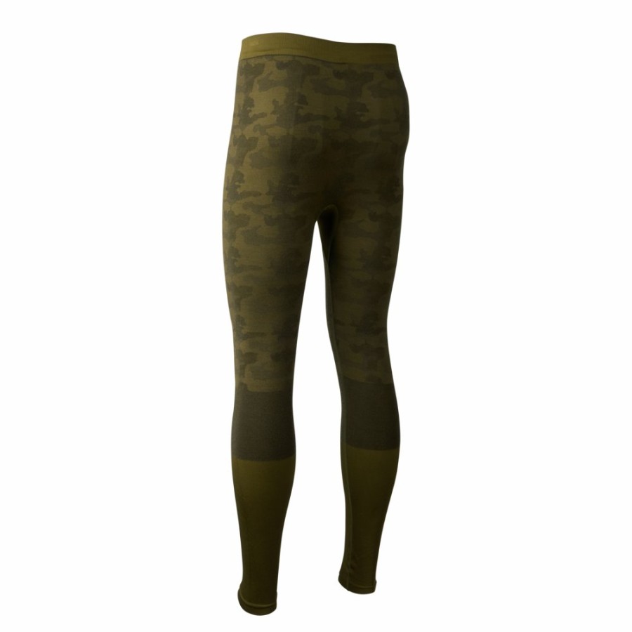 Men Deerhunter | Camou Wool Long Johns Beech Green