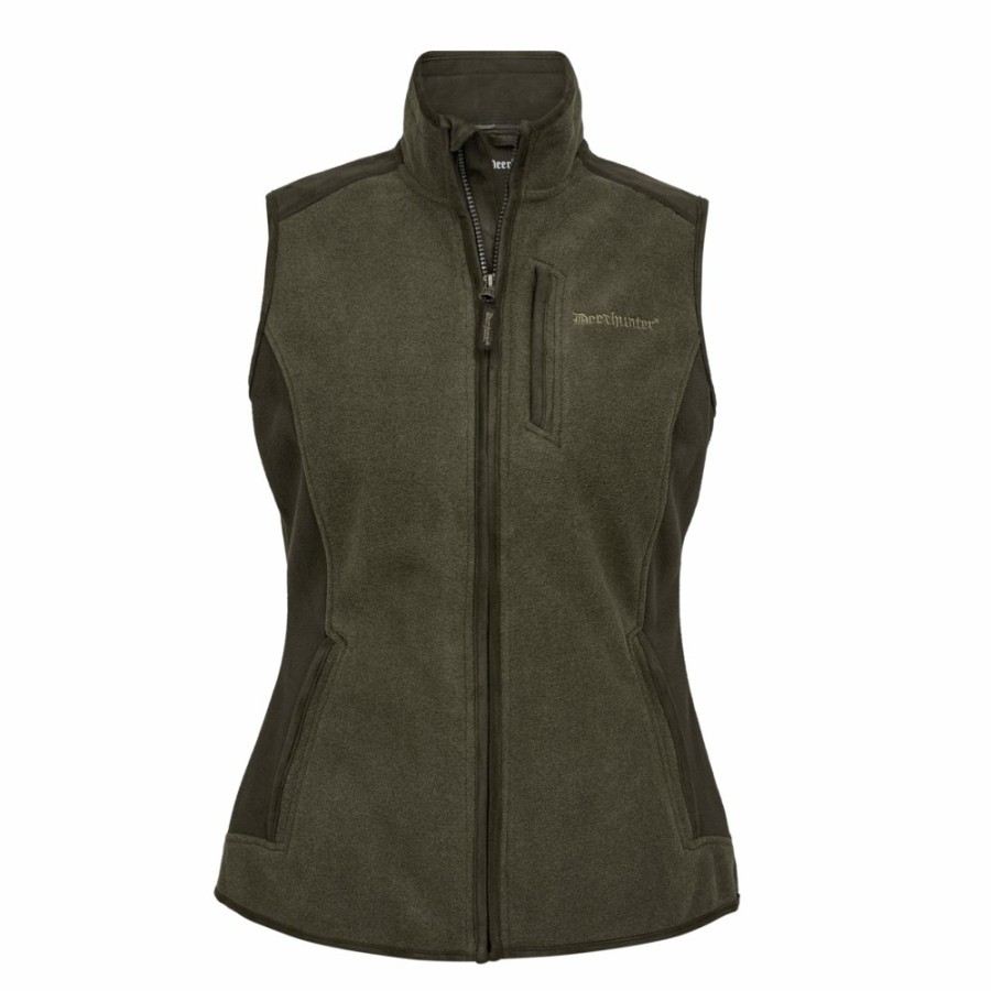 Women Deerhunter | Lady Pam Bonded Fleece Waistcoat Graphite Green