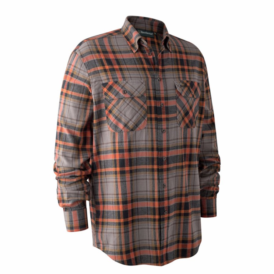 Men Deerhunter | Marvin Shirt Orange Check