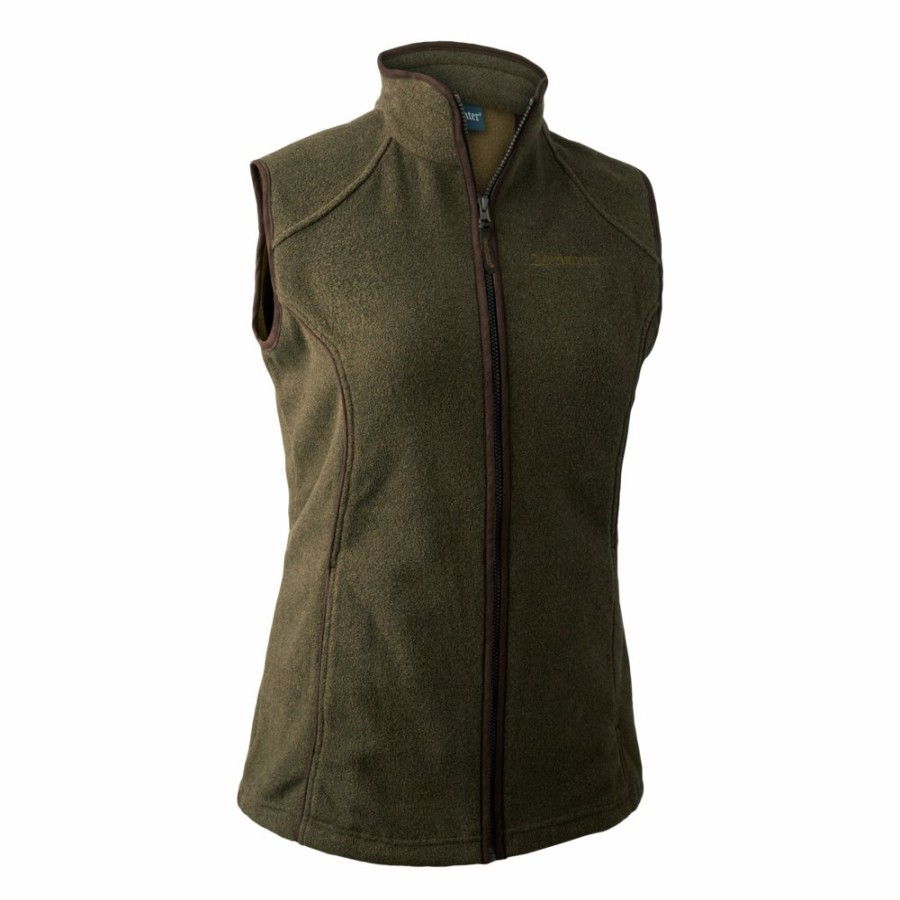 Women Deerhunter | Lady Josephine Fleece Waistcoat Graphite Green