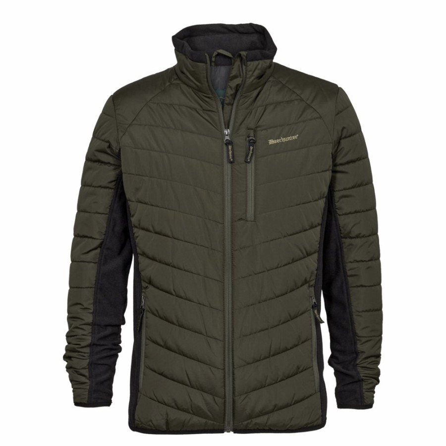 Men Deerhunter | Moor Padded Jacket With Softshell Adventure Green