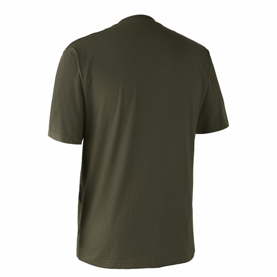 Men Deerhunter | T-Shirt With Deer Bark Green