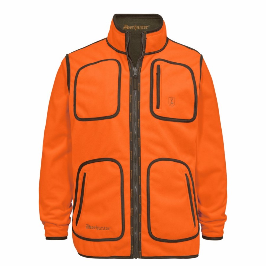 Men Deerhunter | Gamekeeper Bonded Fleece Jacket - Reversible Orange